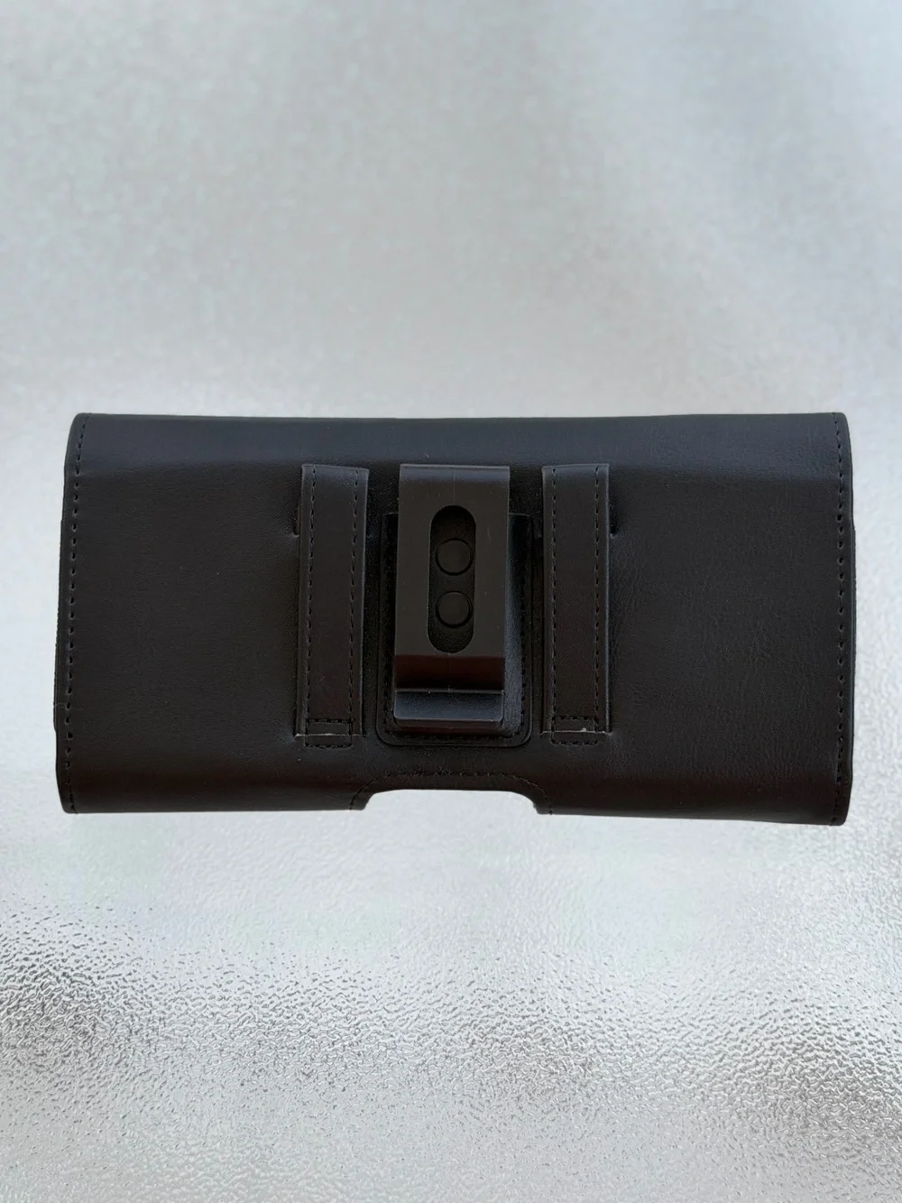 DeBin Black Leather Horizontal Belt Cell Phone Holster Case